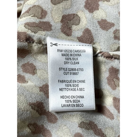 Equipment Femme 100% Silk Beige Leopard Print Semi-Sheer Cropped Button Down XS - Picture 9 of 10